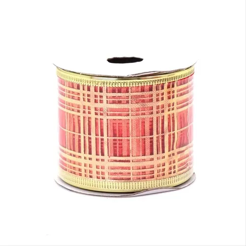 Fita Natal - Larga 1 - Vermelho e Dourado - 6cmX9m
