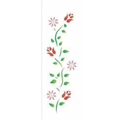 Stencil - 10x30cm - Flores e Botões - OPA0729 - Opa Criando Arte