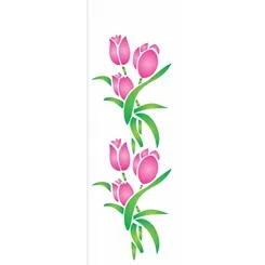 Stencil - 10x30cm - Flores Tulipas I - OPA972 - Opa Criando Arte