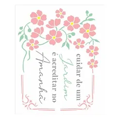 Stencil - 10x30cm - Flor Estilizada - OPA0342 - Opa Criando Arte